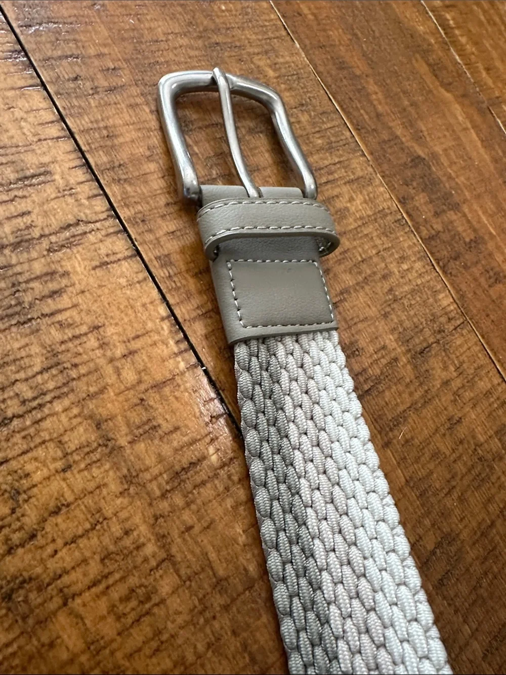 Goodfellow & Co Cream Woven Stretch Belt with Silver-Tone Buckle